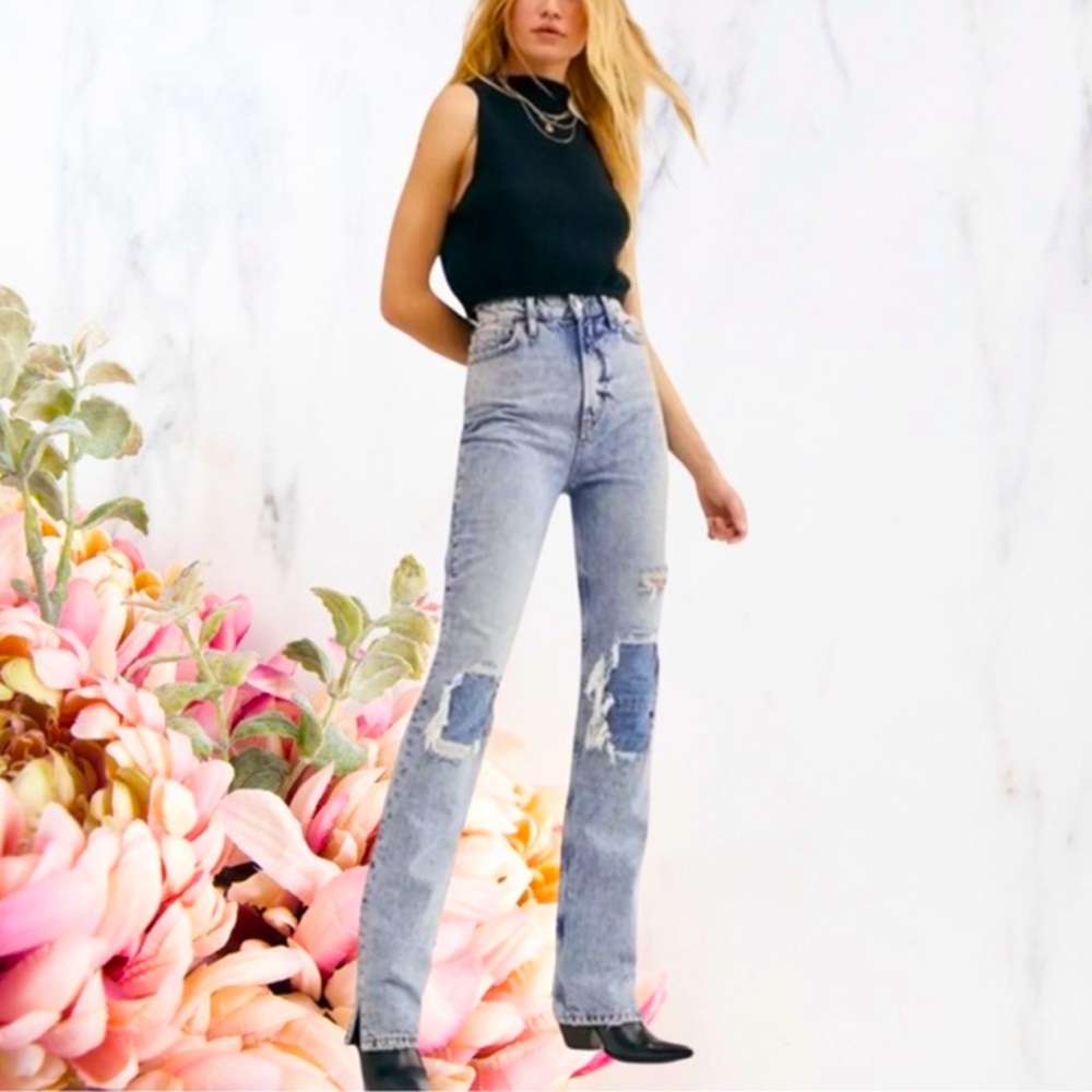 Free People We The Free My Own Lane Jeans Sz 25 Straight Leg Acid Wash NWT